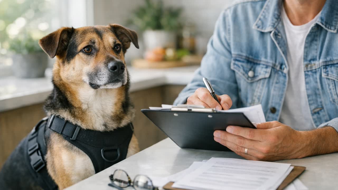 Service dog with documents