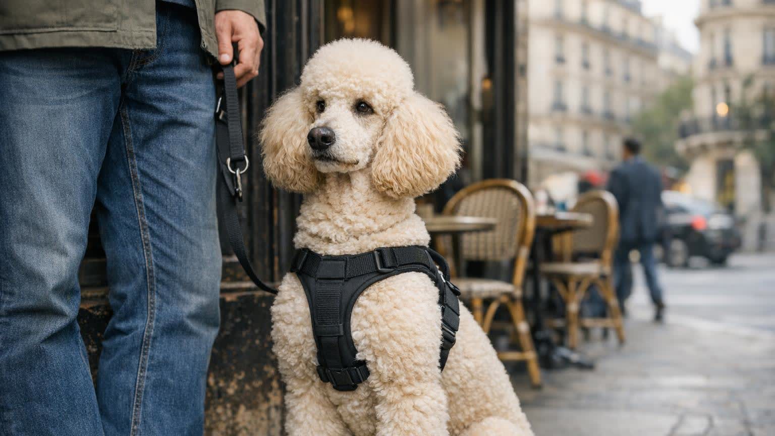 Service dog in France (Paris cafe)