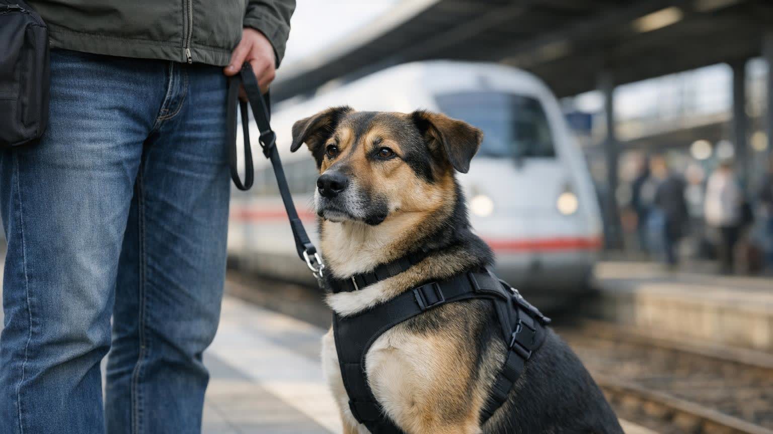 Service dog in Germany (train platform)
